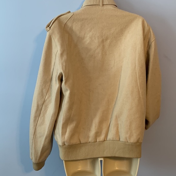 Members only cream oatmeal wool bomber aviator jacket coat size 40 vintage 80’s - Picture 6 of 13